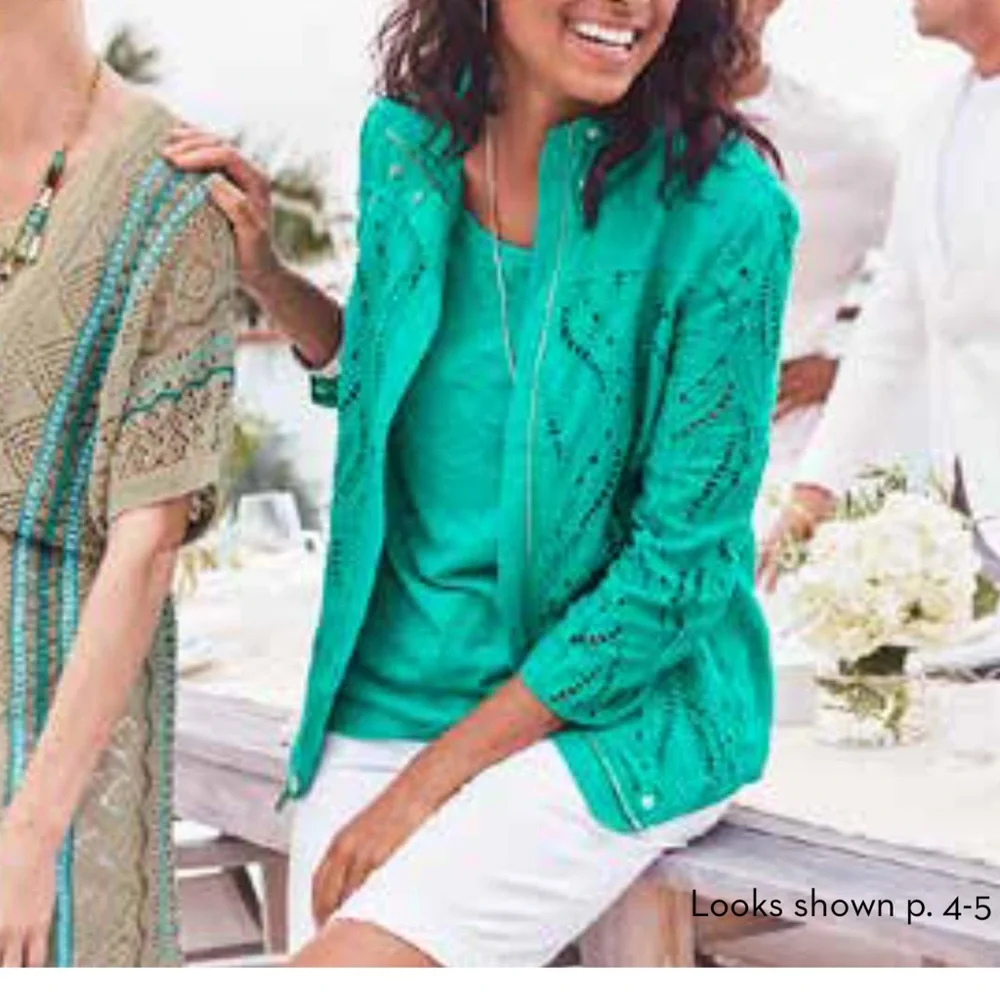 Chicos Eyelet Linen Jacket - Picture 15 of 15